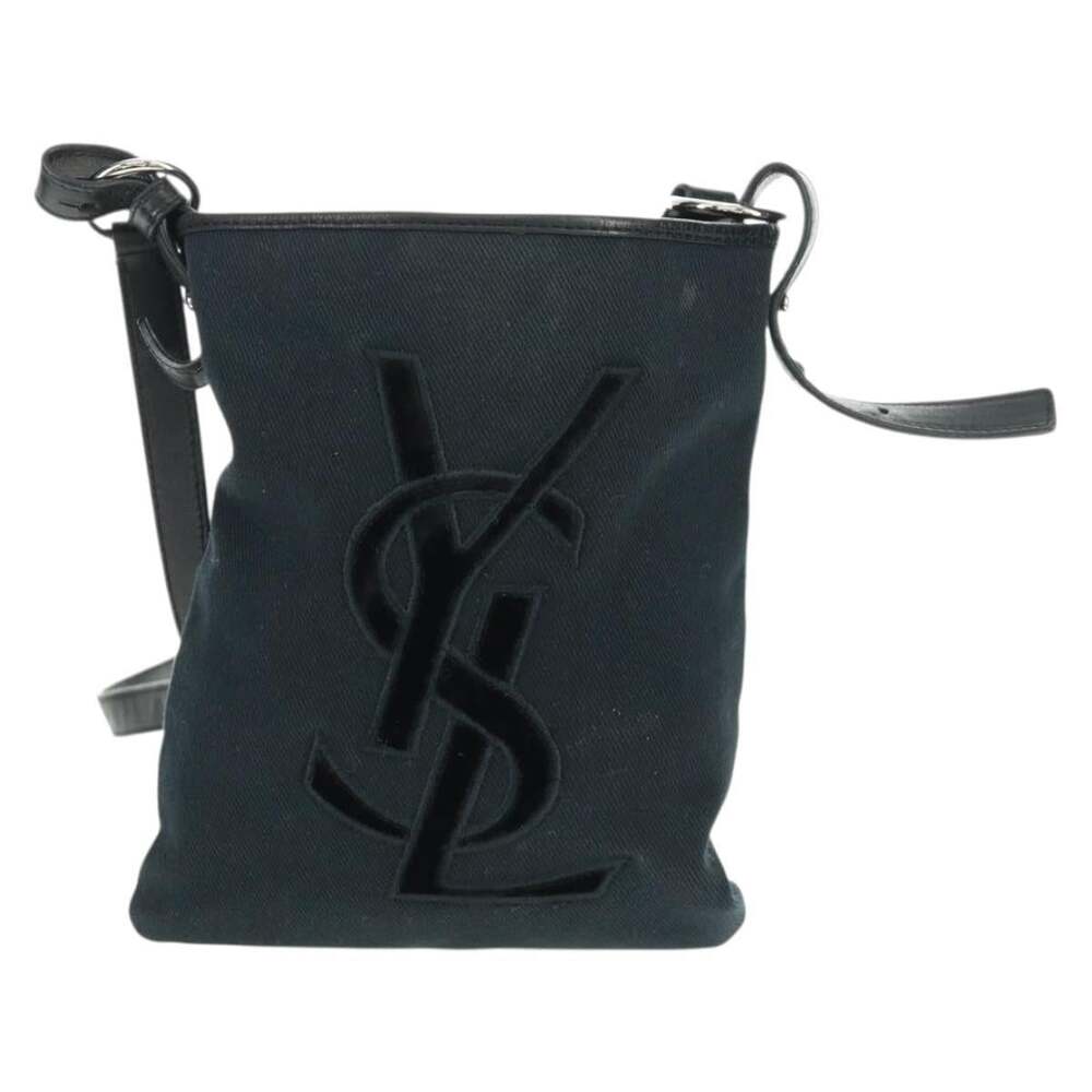 Saint Laurent Canvas Shoulder Bag Black
